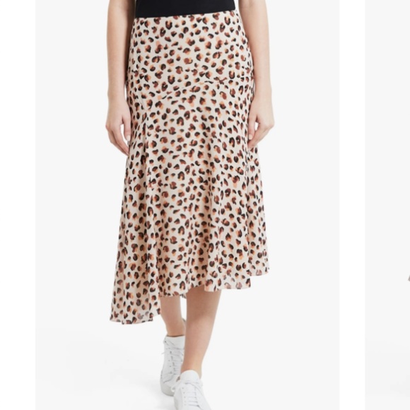 Leopard Flora Print Asymmetric Silk Skirt - Picture 2 of 4
